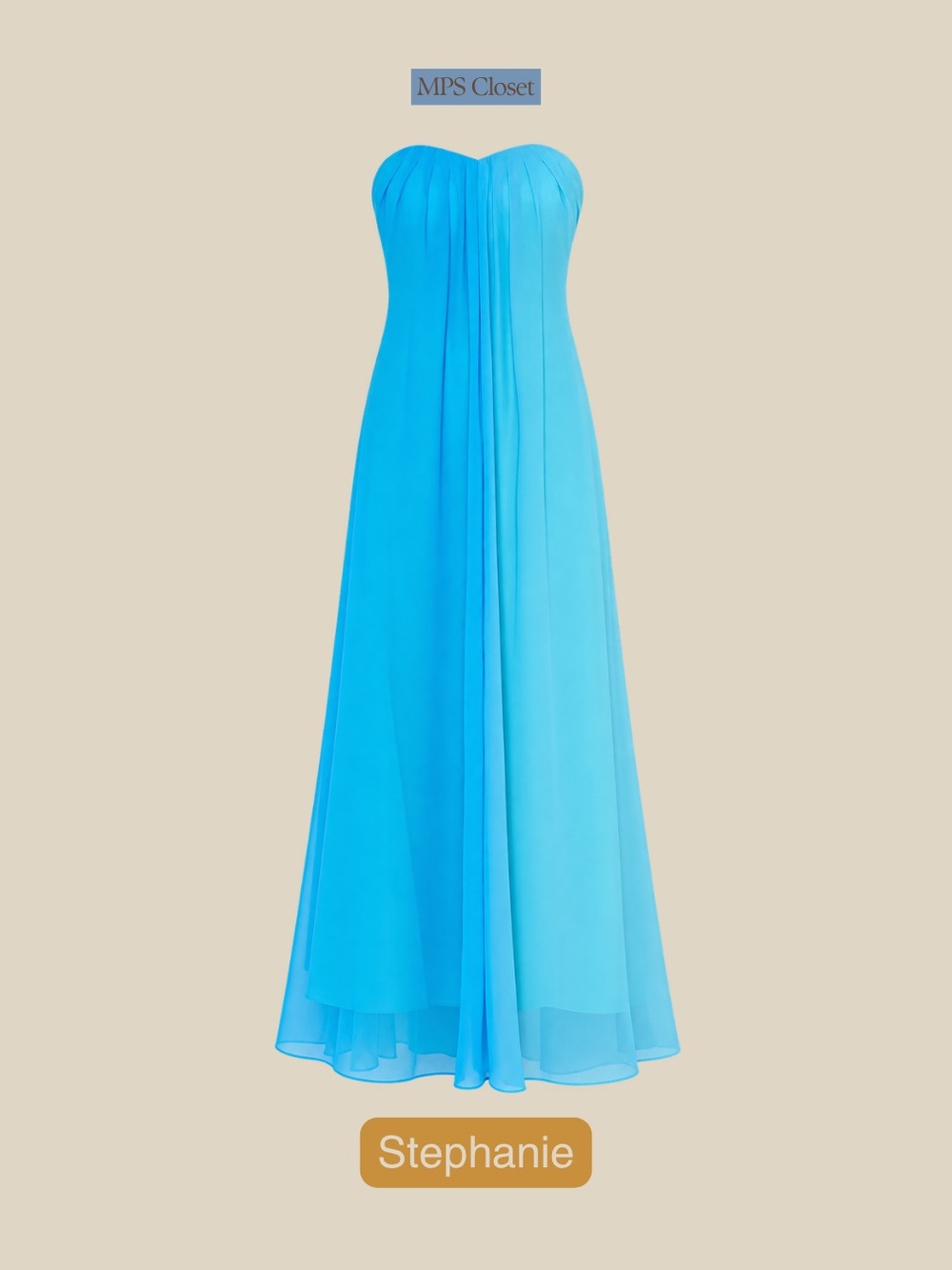 Milly Sunset Strapless Ombre Aqua to Sky Blue Gown